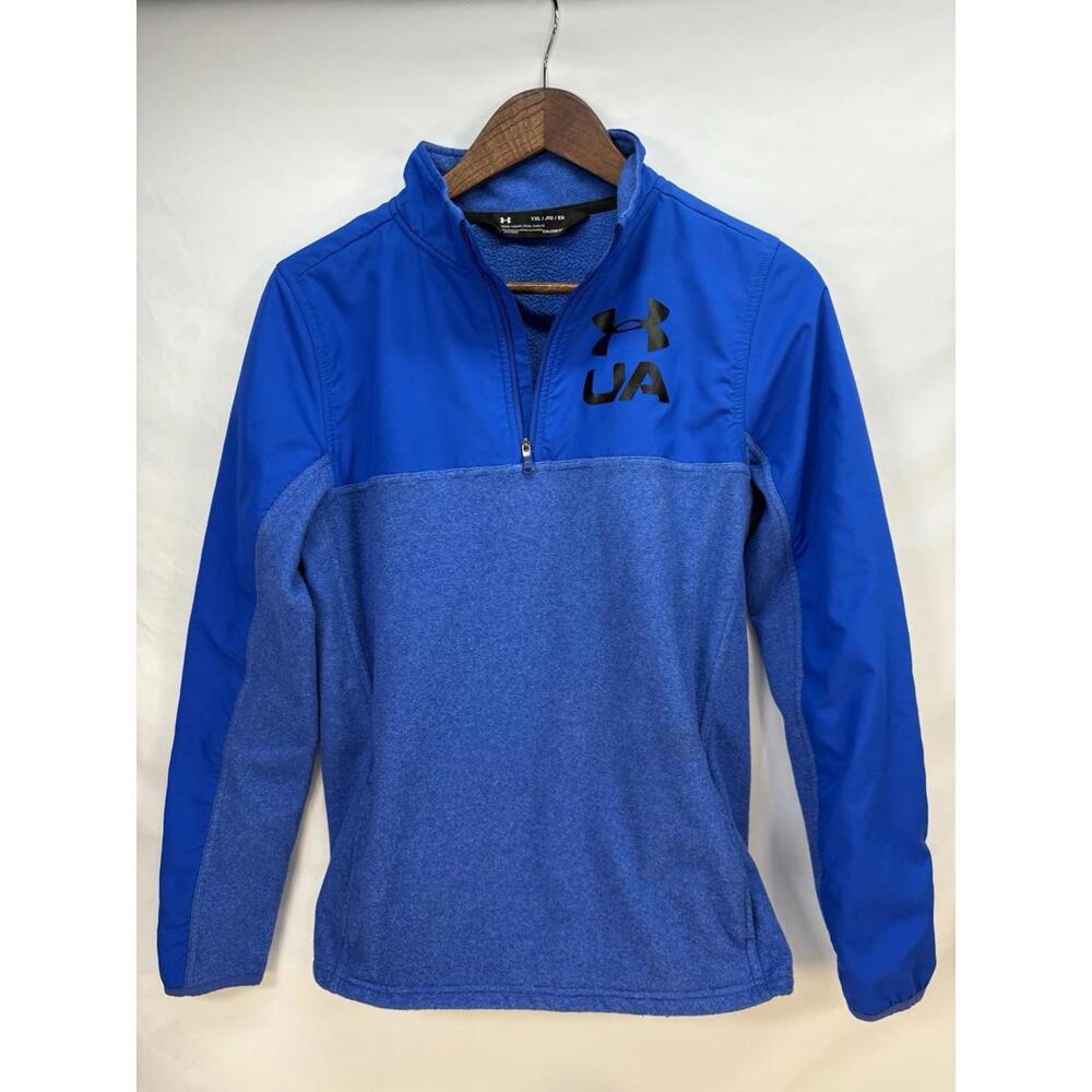 Under Armour Youth Boys 1/4 Zip Fleece Royal Blue XL Cold Gear Loose Fit